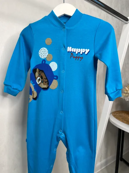 Дитячий чоловічок синій "Happy puppy", кулір, 74 розмір (6-9 міс) зображення