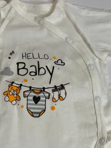 Дитячий комплект для новонародженого 2-х предметний "Hello Baby" кулір, боді+штанці, молочний колір, 62 розмір (1-3 міс)1