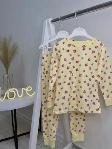 Дитяча піжама для дівчаток, бавовна, кофтинка та штани, жовта 4-5 років, 104 розмір P2006