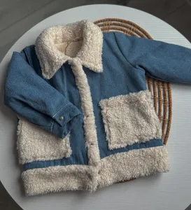 Дитячий піджак джинсовий з хутром тедді синій 104р (4 роки)