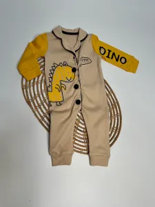 Дитячий ромпер чоловічок "Dino" жовтий/бежевий, двунитка 9-12 міс (80 розмір)1