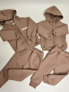 Дитячий костюм теплий коричневий однотонний тринитка на флісі BabyHux 5 років (110 розмір)