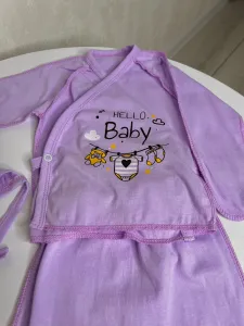 Дитячий комплект 3-х предметний "Hello Baby" кулір, льоля+штанці+шапочка, 62 розмір (1-3 міс)1