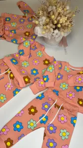 Дитячий костюм теплий на дівчинку Zara персиковий, "Ромашки" тринитка на флісі 2 роки (92 розмір)