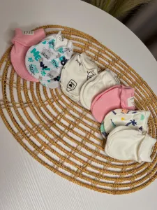 Дитячі царапки рукавички, інтерлок, "Котик"  (0-3 міс)