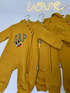 Дитячий ромпер чоловічок утеплений "Gap" гірчичний, тринитка на флісі 12-18 міс (86 розмір)2