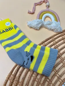 Дитячі шкарпетки махрові сіро-жовта смужка розмір 16-18 (3-4 роки)