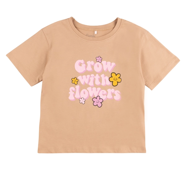 Дитячий костюм бежевий футболка лосини "Grow with flowers" 80р (9-12 міс)1
