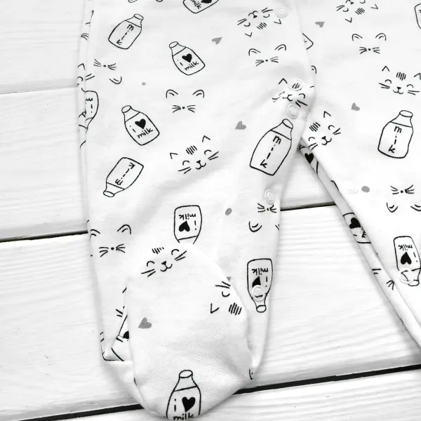 Дитячий чоловічок утеплений, на кнопочках "Milk" футер, молочний 74 розмір (6-9 міс)2