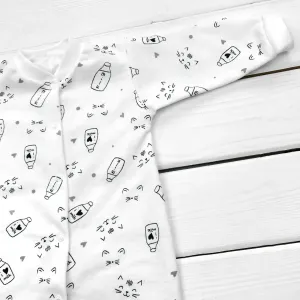 Дитячий чоловічок утеплений, на кнопочках "Milk" футер, молочний 74 розмір (6-9 міс)3