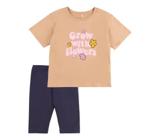 Дитячий костюм бежевий футболка лосини "Grow with flowers" 80р (9-12 міс)0