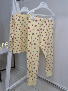 Детская пижама для девочек, хлопок, кофточка и брюки, желтая 4-5 лет, 104 размер P20061
