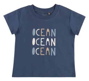 Дитяча літня футболка з написом "Ocean" – темно-синя, стильний та універсальний дизайн 74 розмір (6-9 міс)1