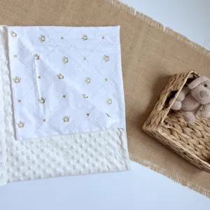 Плед для новорождённых — мягкий плюш, натуральный хлопок "Короны", 75×87.1