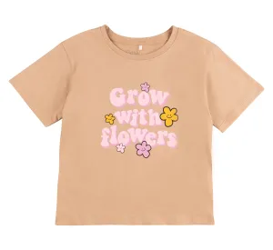 Дитячий костюм бежевий футболка лосини "Grow with flowers" 80р (9-12 міс)1