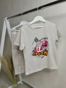 Детская пижама для мальчика хлопок, футболка и капри, светло-серый 4-5 лет, 104 размер 11558
